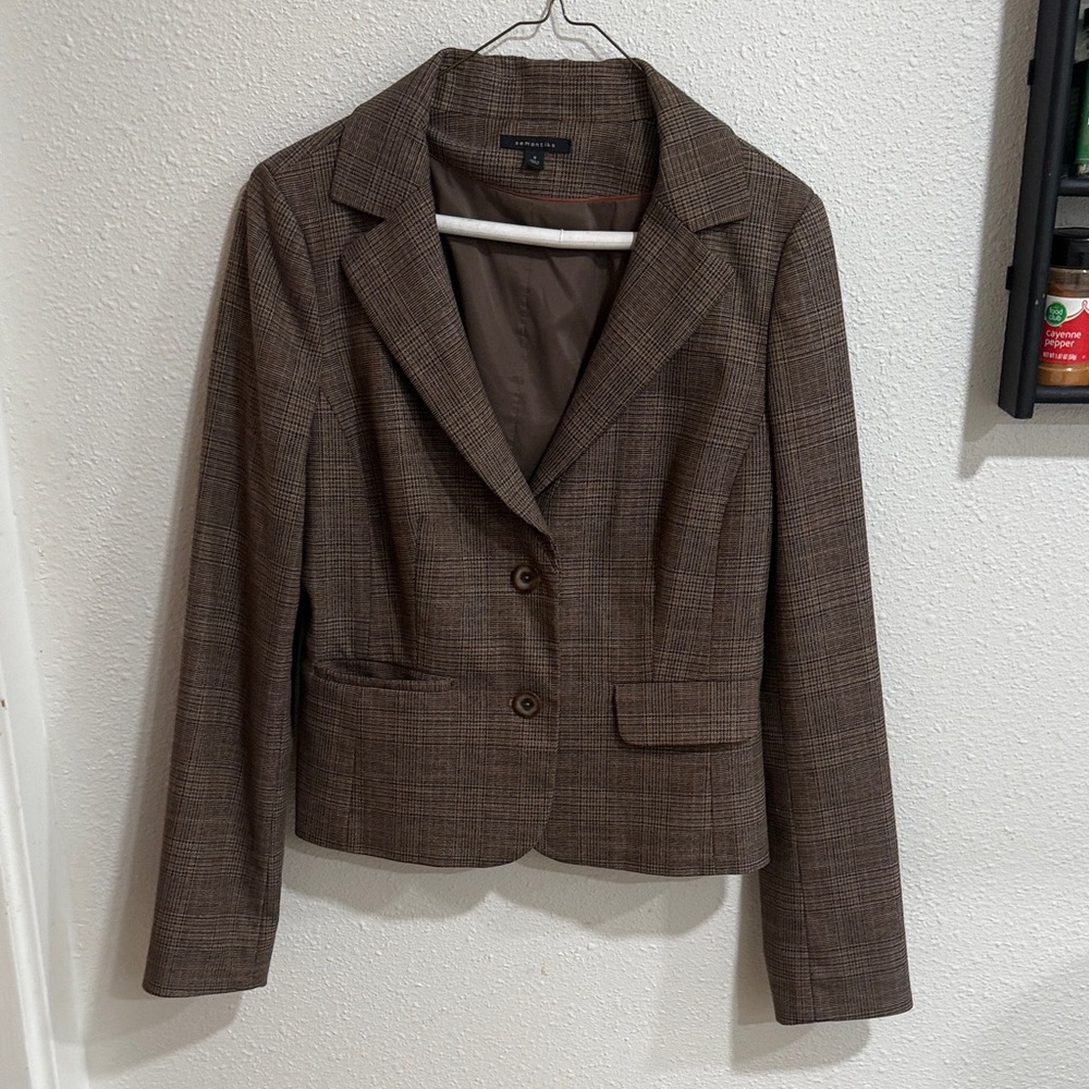 Semantiks Classic Brown Checkered Blazer